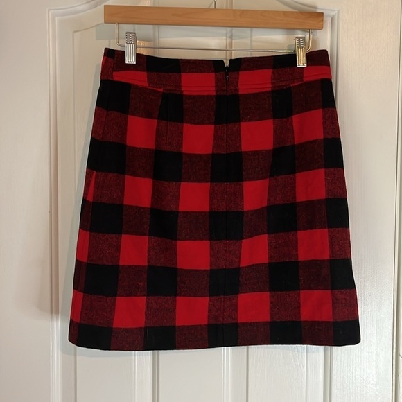 NWT J.Crew | Red & Black Plaid Wool-blend A-line Skirt Size 4 Holiday Winter - Picture 4 of 8
